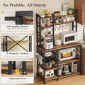 Denkee Large Bakers Rack with Power Outlets, 38 Inch Microwave Stand with Storage, 5-Tier Coffee Bar Stand, Industrial Kitchen Shelf Rack, Rustic Brown